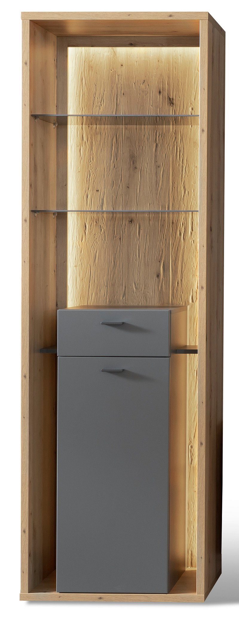 MCA furniture Wohnwand Wohnkombination 1 Lizzano, 3-teilig, (4-St) LED, Balkeneiche Grey, / Royal