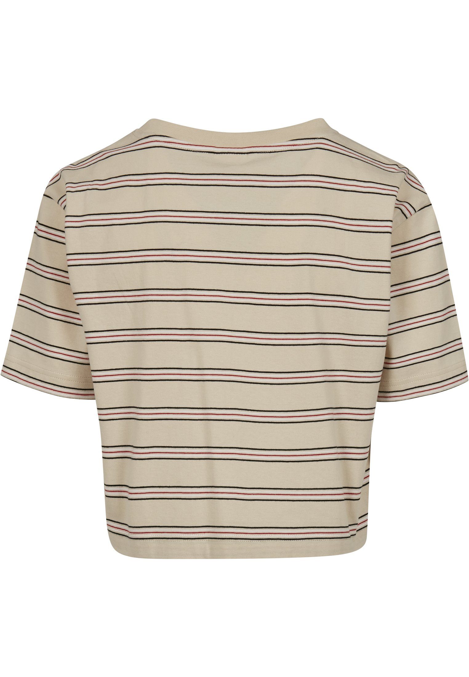 (1-tlg) CLASSICS Short sand/black/white/firered Multicolor Stripe Tee Ladies Kurzarmshirt URBAN Damen