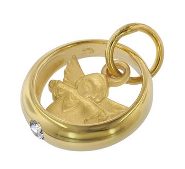 trendor Kette mit Anhänger Taufkette 925 Silber Vergoldet mit Engel-Taufring