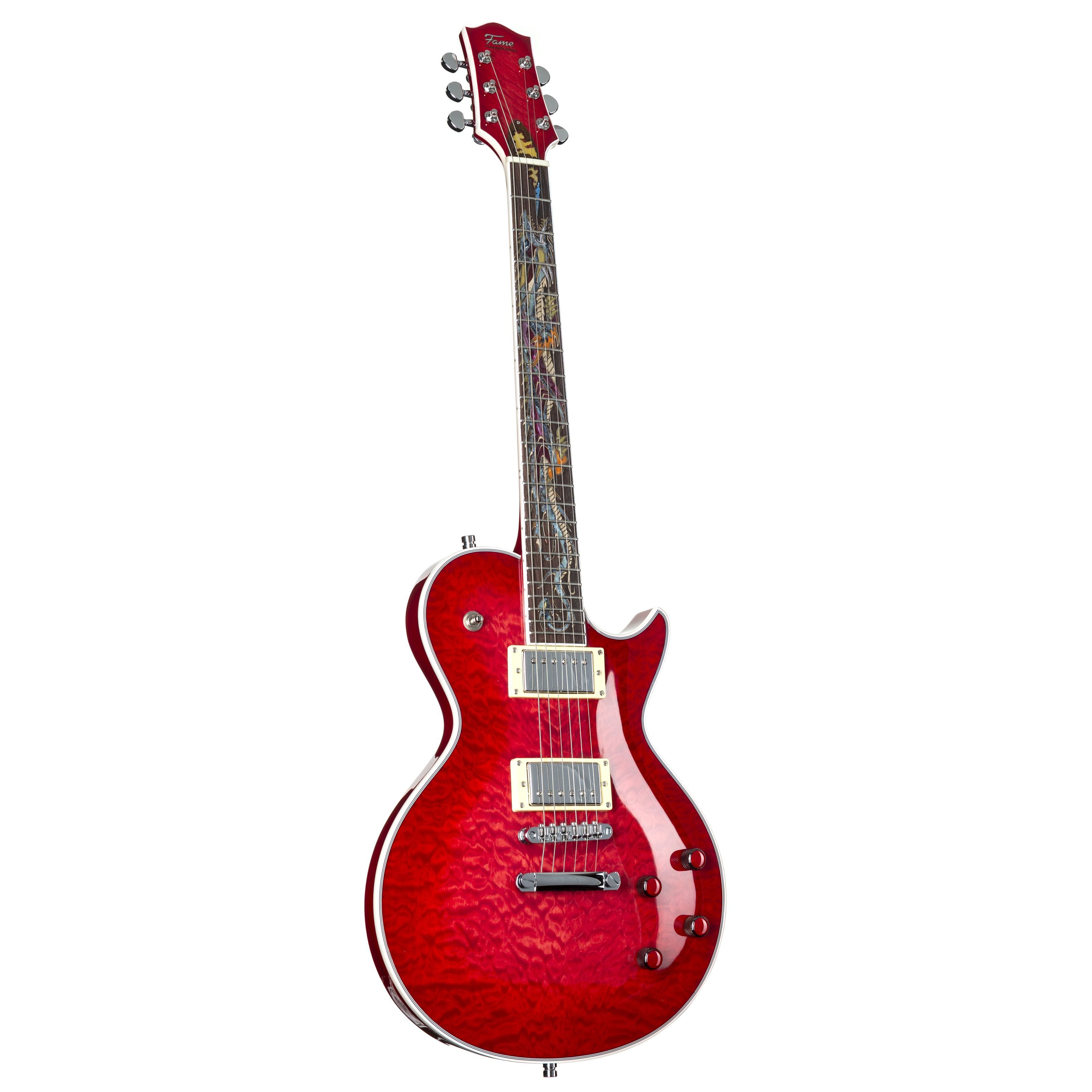 FAME E-Gitarre, E-Gitarren, Single Cut Modelle, Custom LP RW Fire Dragon - Single Cut E-Gitarre