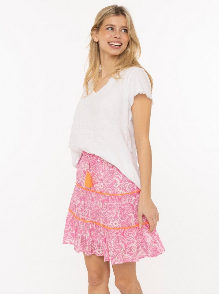 Zwillingsherz Minirock "Paisley" Paisleymuster, Tasseln, kurzer Schnitt