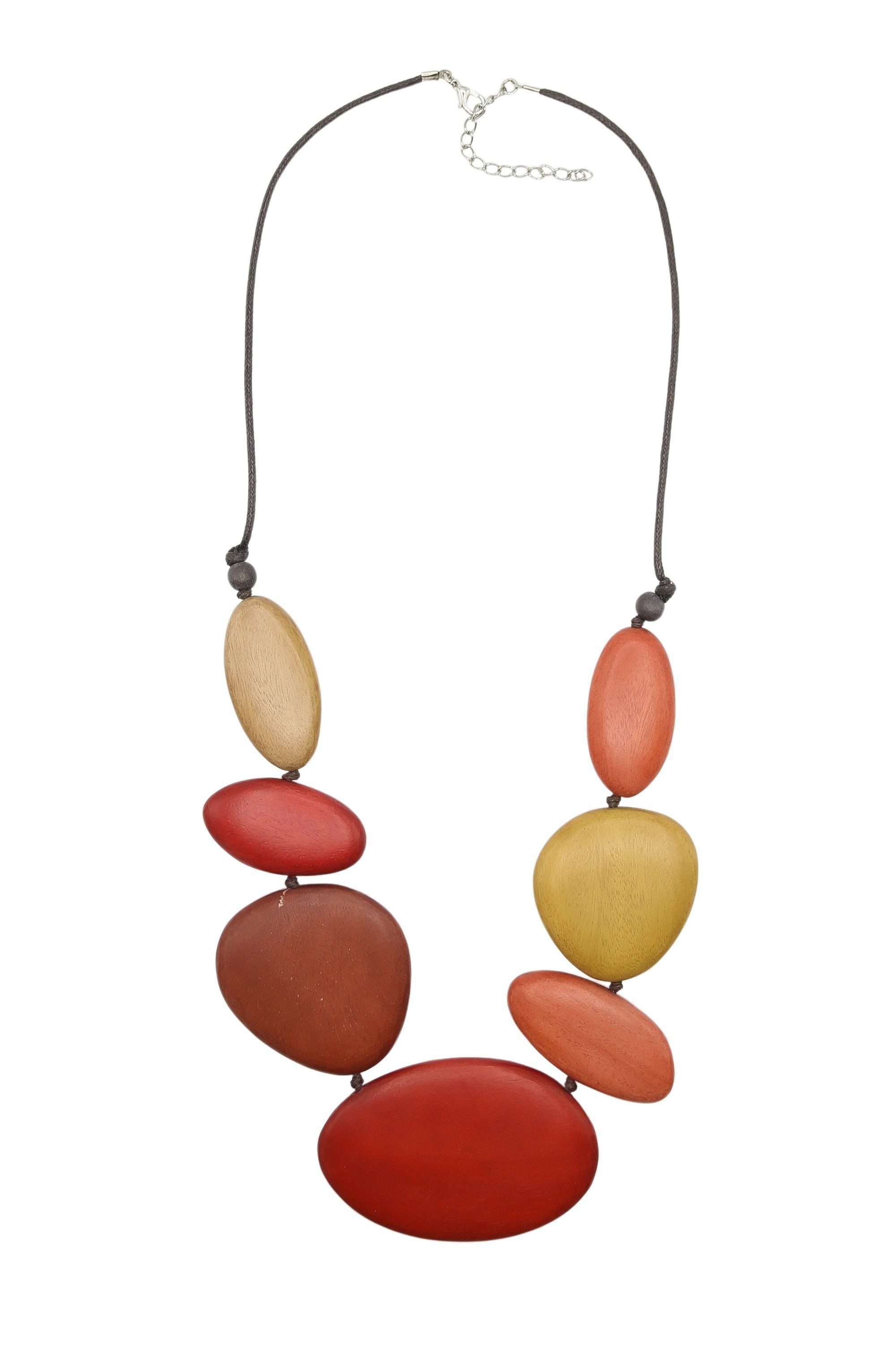 COLLEZIONE ALESSANDRO Lange Kette Benisha, flache Holzperlen in verschiedenen Größen und Formen