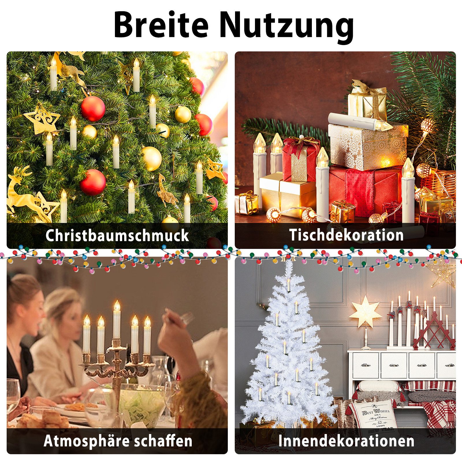 FIVMEN LED-Kerze Weihnachtskerzen mit Haken Kabellos Dimmbar Kerzen mit Fernbedienung, mit Timing-Funktion für Weihnachtsdeko, Weihnachtsbaum – Bild 5 von 5