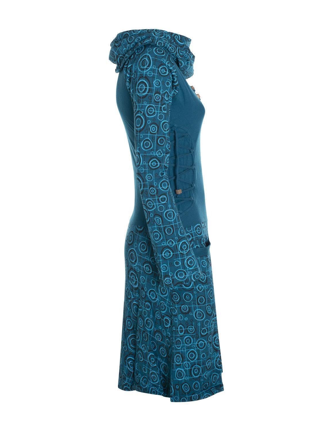 Vishes Jerseykleid Langarm Strickkleid Sweatshirtkleid mit Schnürung Elfen, Hippie, Boho, Goa Style