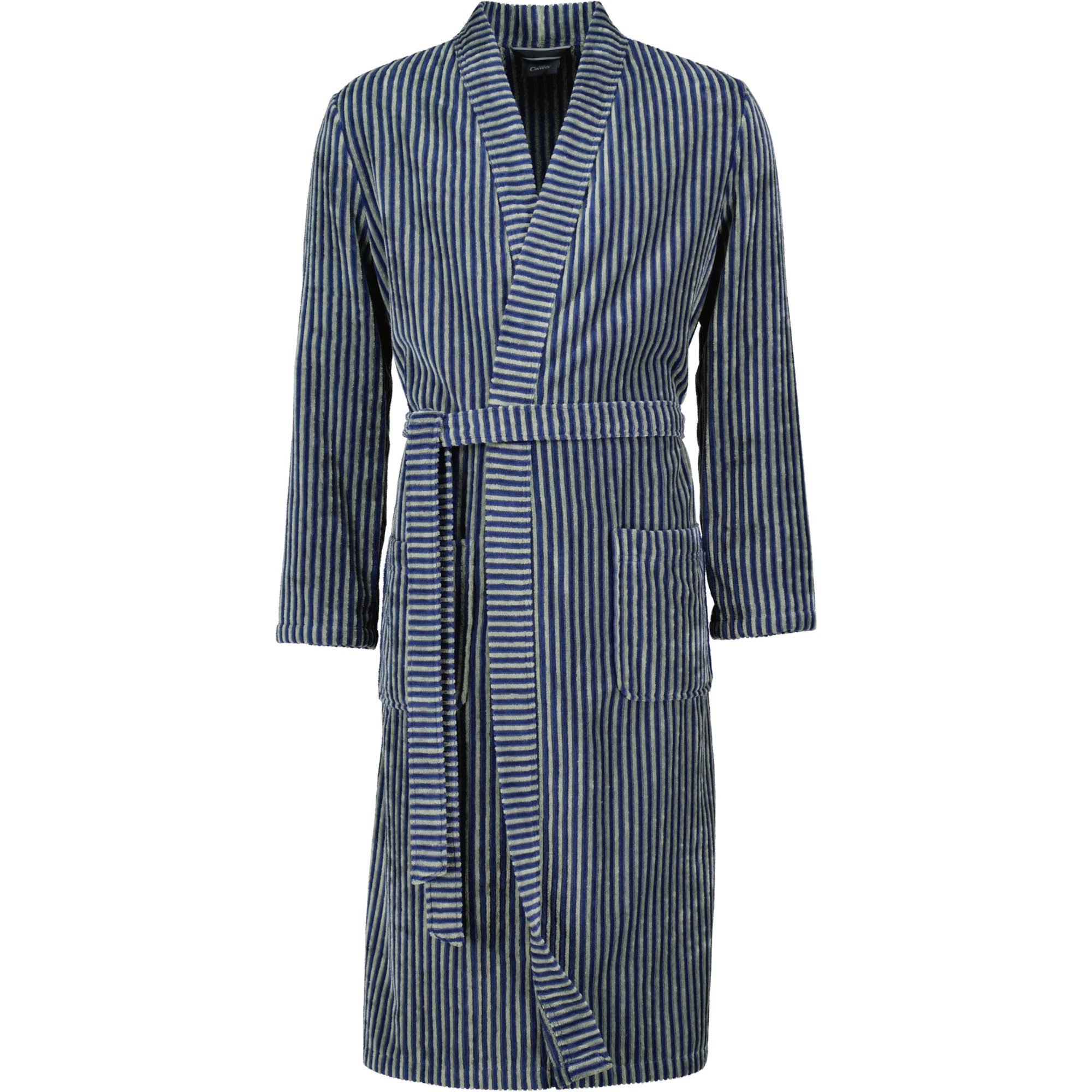 Cawö Herrenbademantel Streifen 4854 Kimono Velours, Kimono, 100% Baumwolle