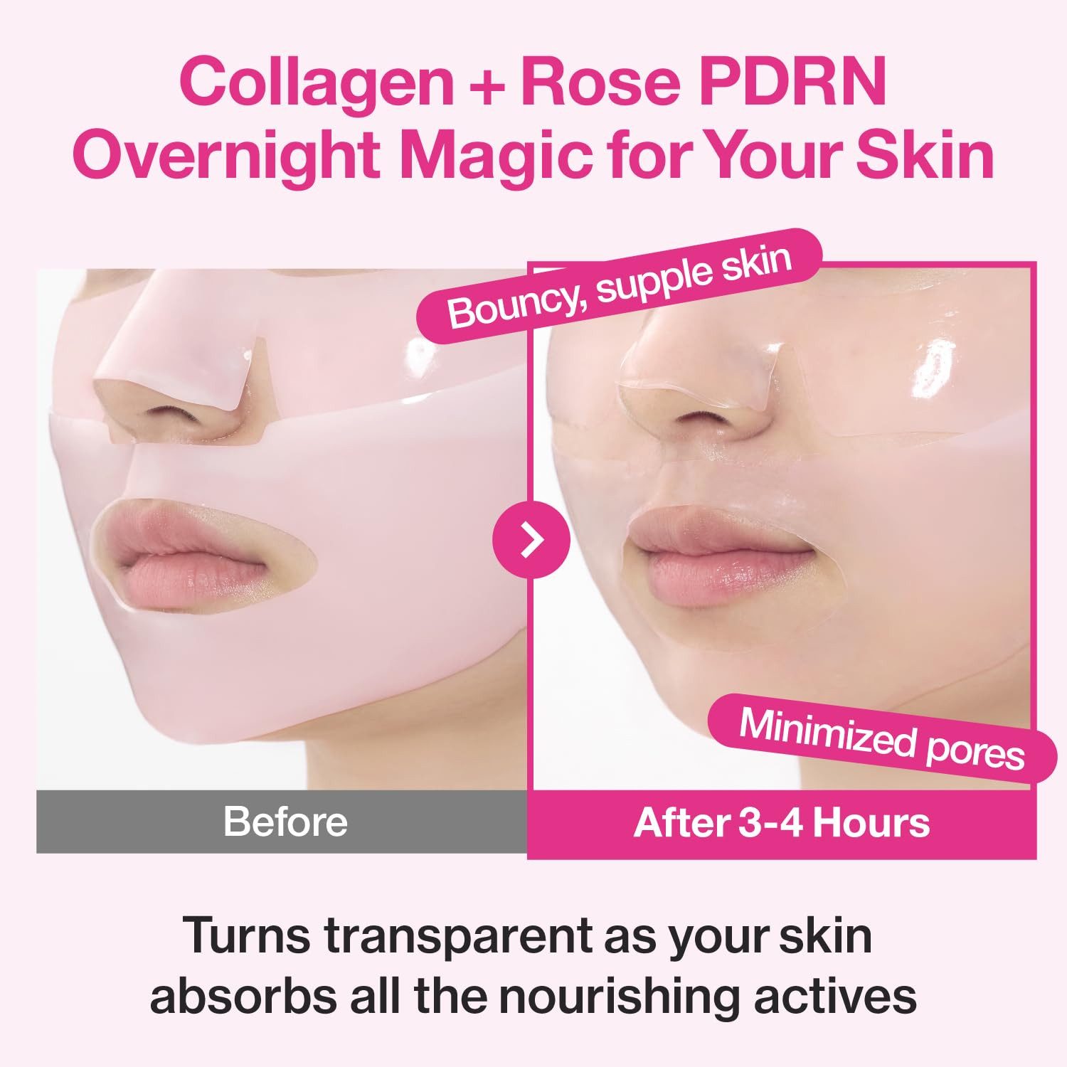 numbuzin Gesichtsmaske No.2 Rose PDRN Overnight Collagen Mask Set – Kollagen Nachtmaske Gesicht mit Peptiden & Rose PDRN – Feuchtigkeit, Elastizität, Korean Glass Skin – 4 Stück