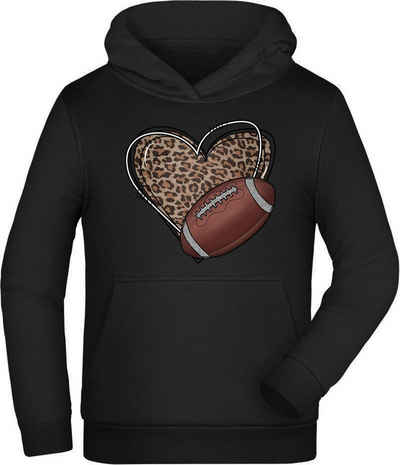 MyDesign24 Hoodie Kinder Kapuzen Sweatshirt - American Football Hoodie mit Herz Kapuzensweater mit Aufdruck, i490