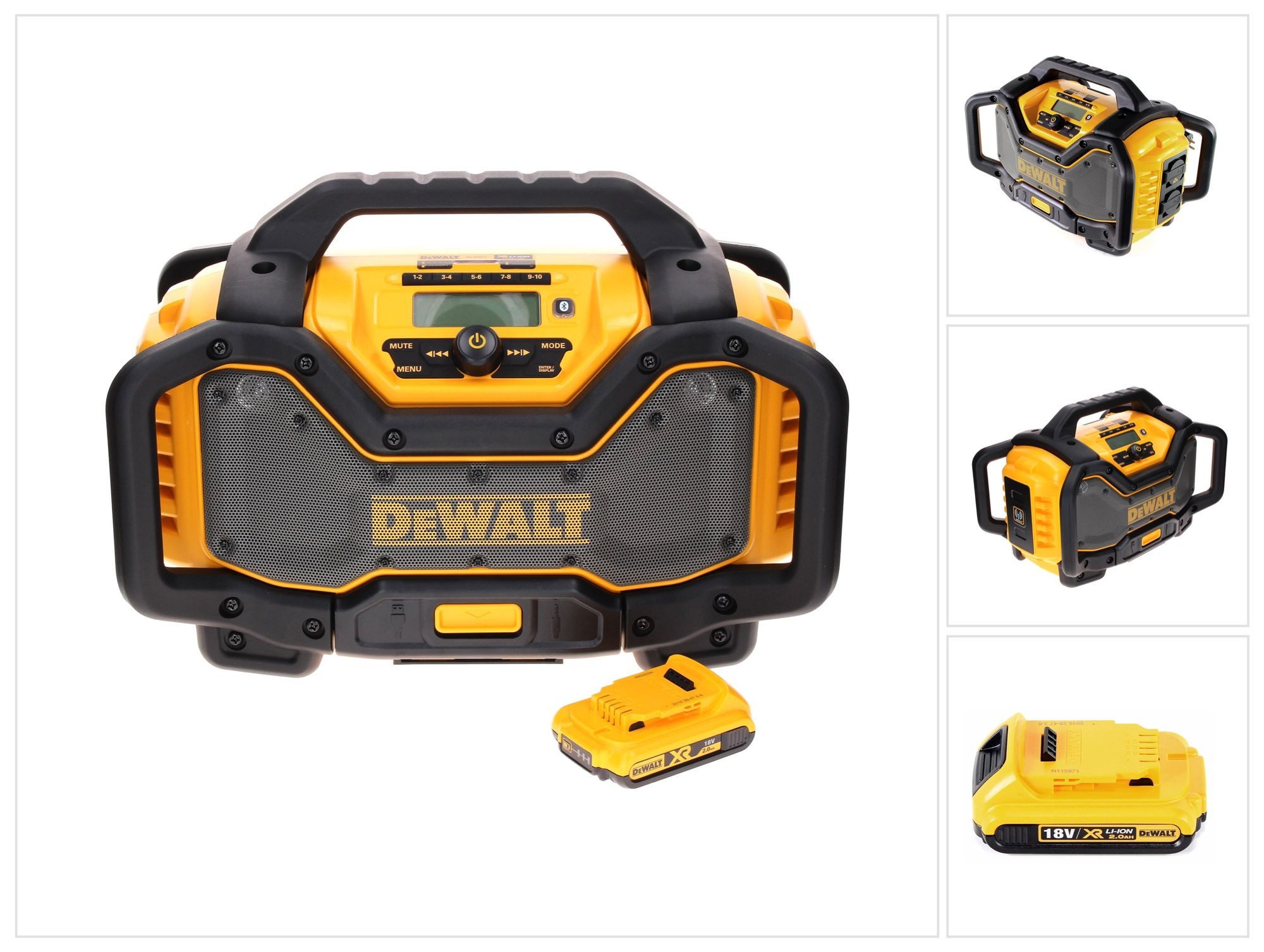 DeWalt DCR 027 N Akku Radio DAB+ 10,8-18,0 V + 1x Akku 2,0 Ah - ohne Ladeger Baustellenradio