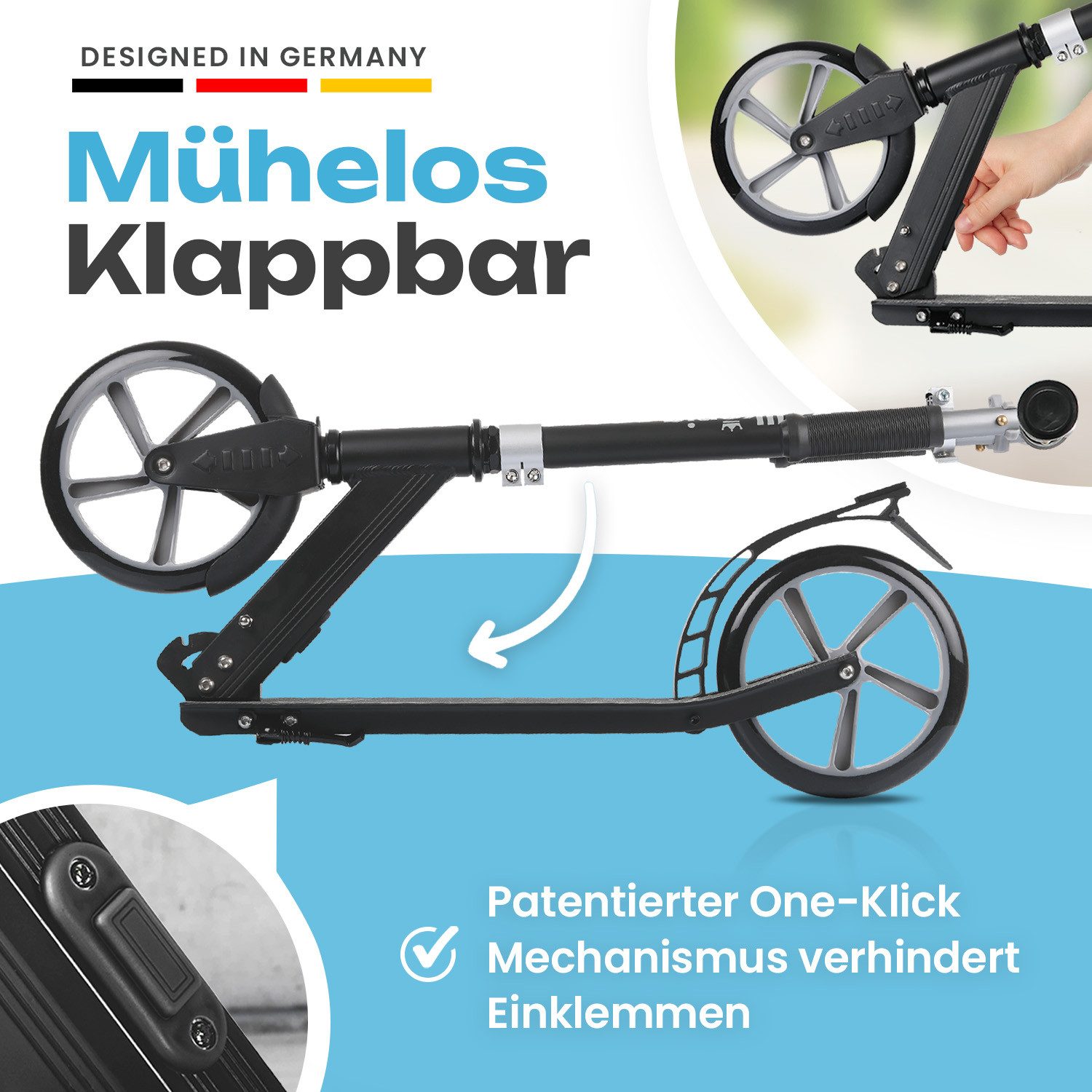 ROLLKÖNIG Tretroller Rollkönig ® Scooter Kinder ab 5 Jahren, City-Scooter mit großen Rädern, Ab 5 Jahres