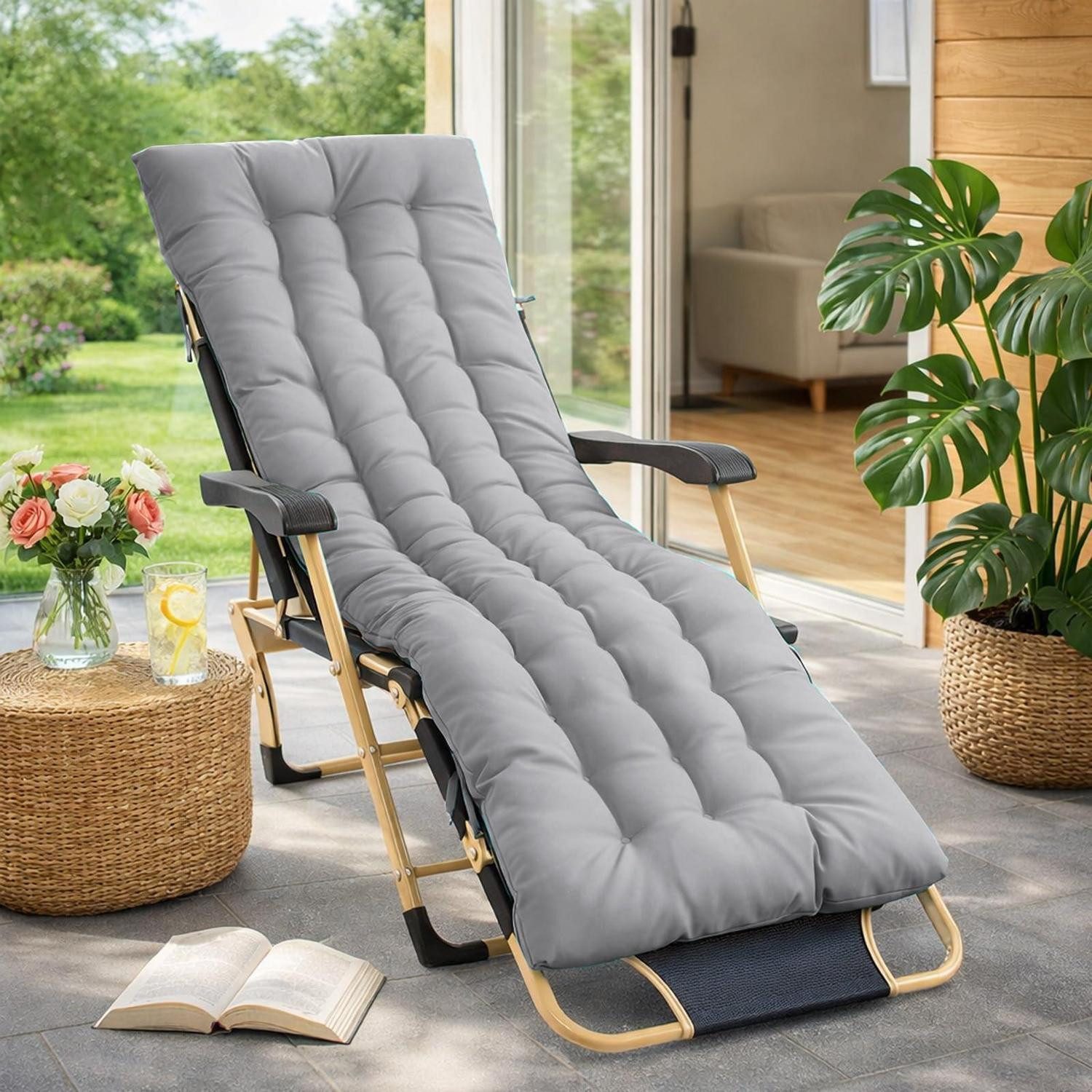 LuxusKollektion Sitzkissen Liegenauflage 170x53x8cm Schaumflocken