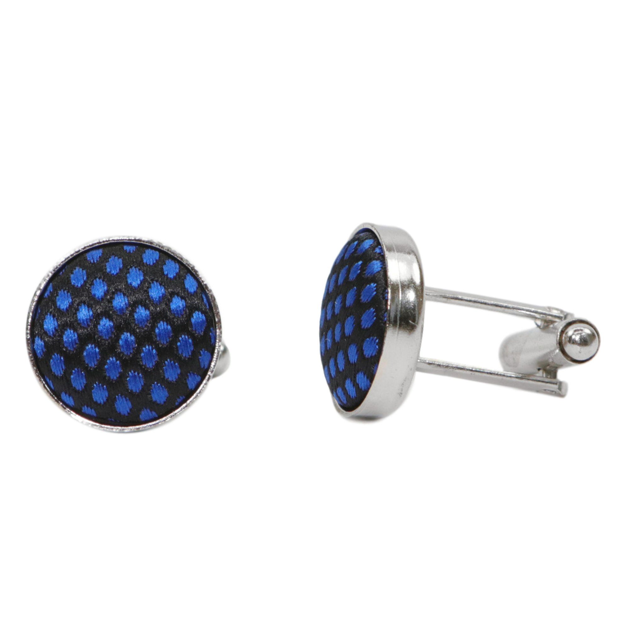 Tupfen, Einstecktuch, Struktur, Royal-Blau Enzian-Blau Krawatte 3-St., Gepunktet, Manschettenknöpfe) Karo Tuch GASSANI Navy-Blau Dots, Business Festlich Schmal, Grid Ultramarin-Blau Hochzeitskrawatte Seide-Touch Kariert, mit Königsblau Punkte, Herren-Schlips Schwarz (Set, Krawattenset,