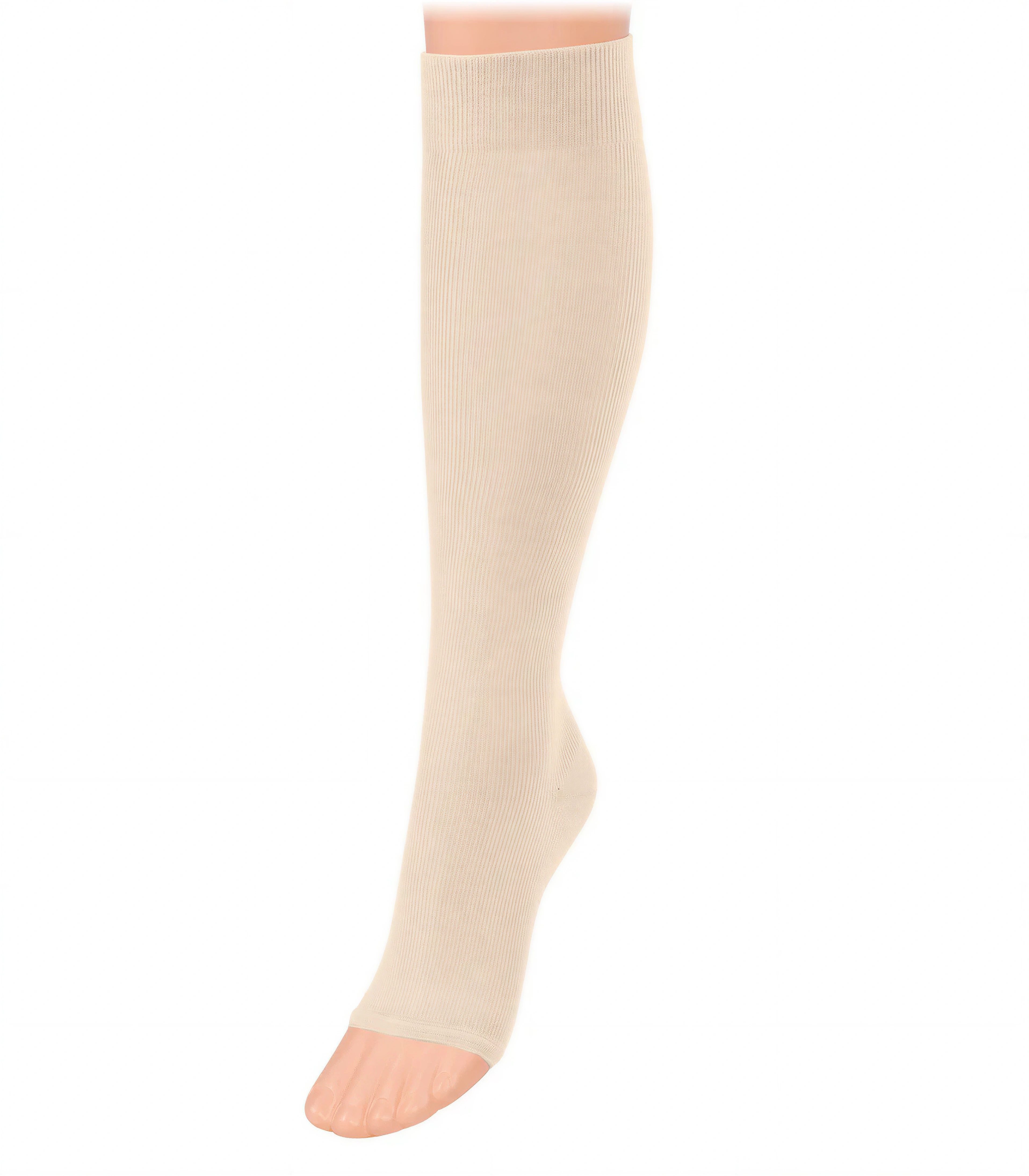 COMPRESSANA Stützkniestrümpfe mit offener Fußspitze TWIN (1-Paar, 1 Paar) Blickdicht, matt