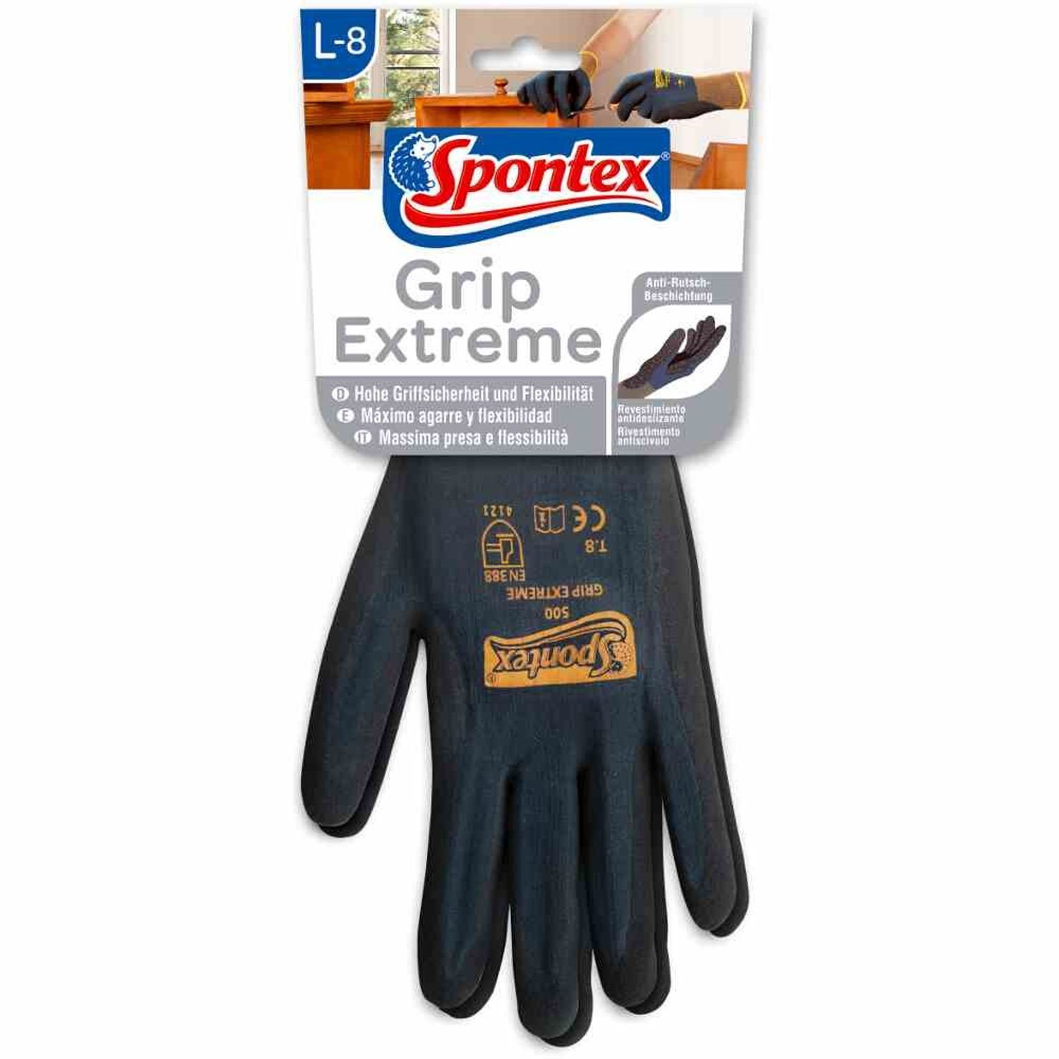 SPONTEX Gartenhandschuhe Gartenhandschuh Grip Extreme Gr. 8