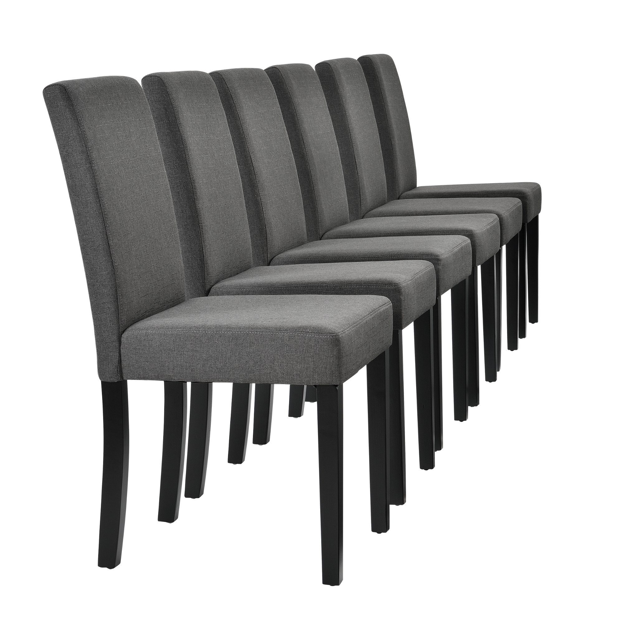 Stühle x en.casa hellgrau Eiche-Optik 6 (Set, Essgruppe, »Kramfors« mit 7-tlg., Esstisch Esstisch 6 mit Stühlen), Dunkelgrau