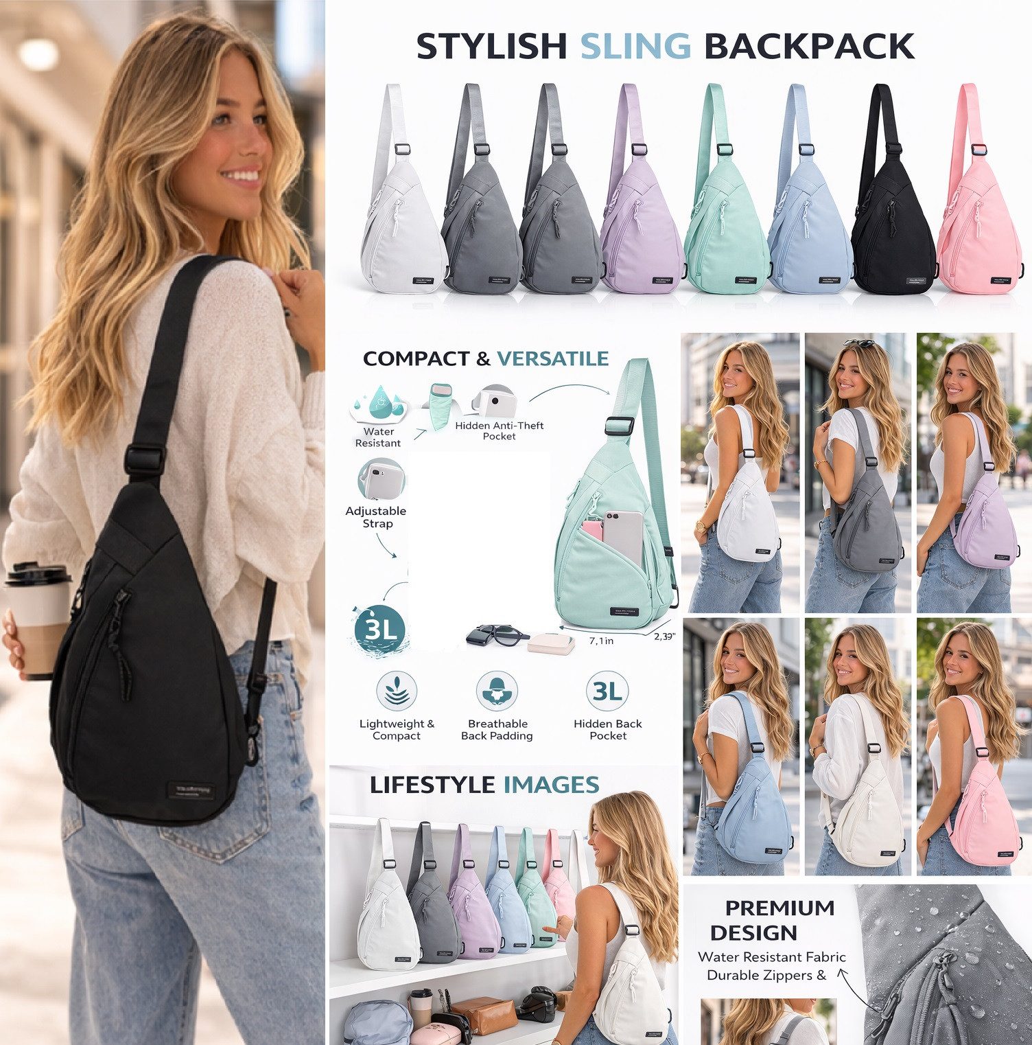 Antonio Umhängetasche Antonio Urban Line modische kleiner City-Umhängetasche extra leicht