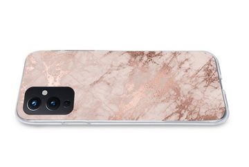 MuchoWow Handyhülle Marmor - Rosa - Luxus - Marmoroptik - Glitzer - Design, Phone Case, Handyhülle OnePlus 9, Silikon, Schutzhülle