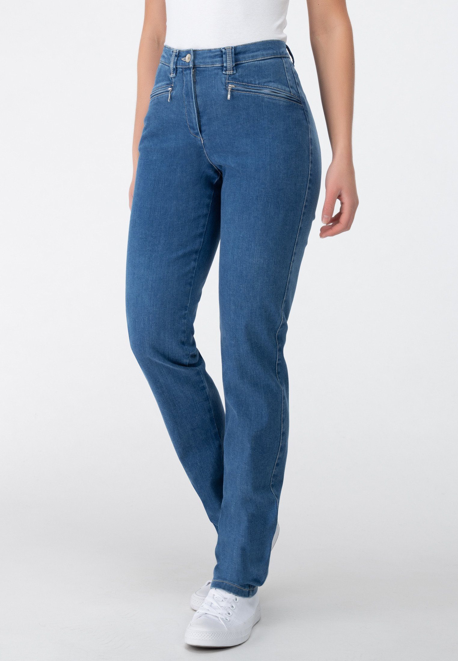 Recover Pants Regular-fit-Jeans Jeans mit Reißverschlusstaschen mittelblau