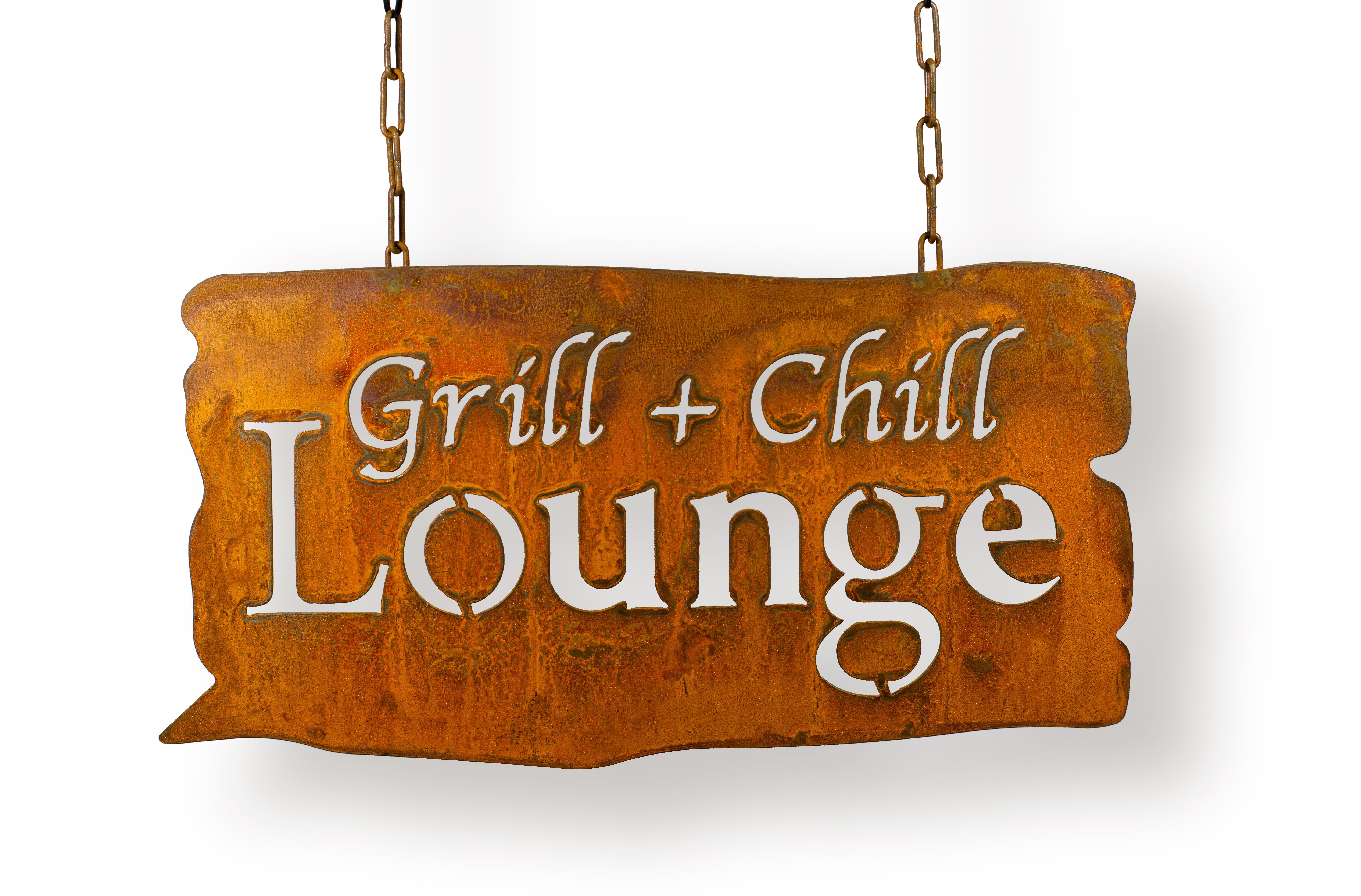 Blümelhuber Gartenfigur "Grill+Chill Lounge" - Edelrost-Schild, günstig online kaufen