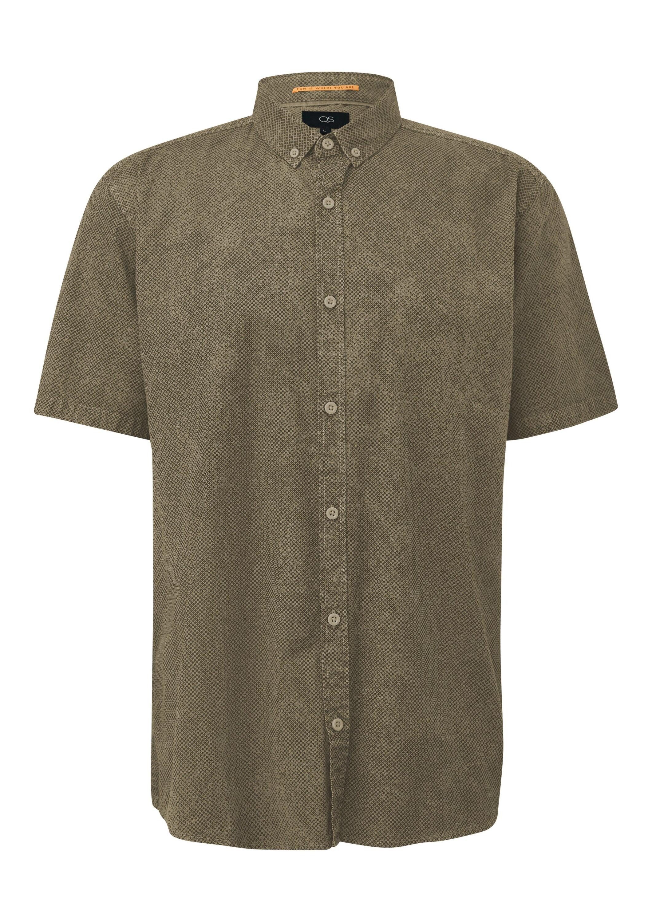 QS Kurzarmhemd Hemd Regular Fit: Gewaschenes Hemd mit All-over-Print