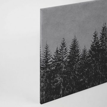 A.S. Création Leinwandbild black forest 3, Wald (1 St), Wald Bild Keilrahmen Schwarz Grau