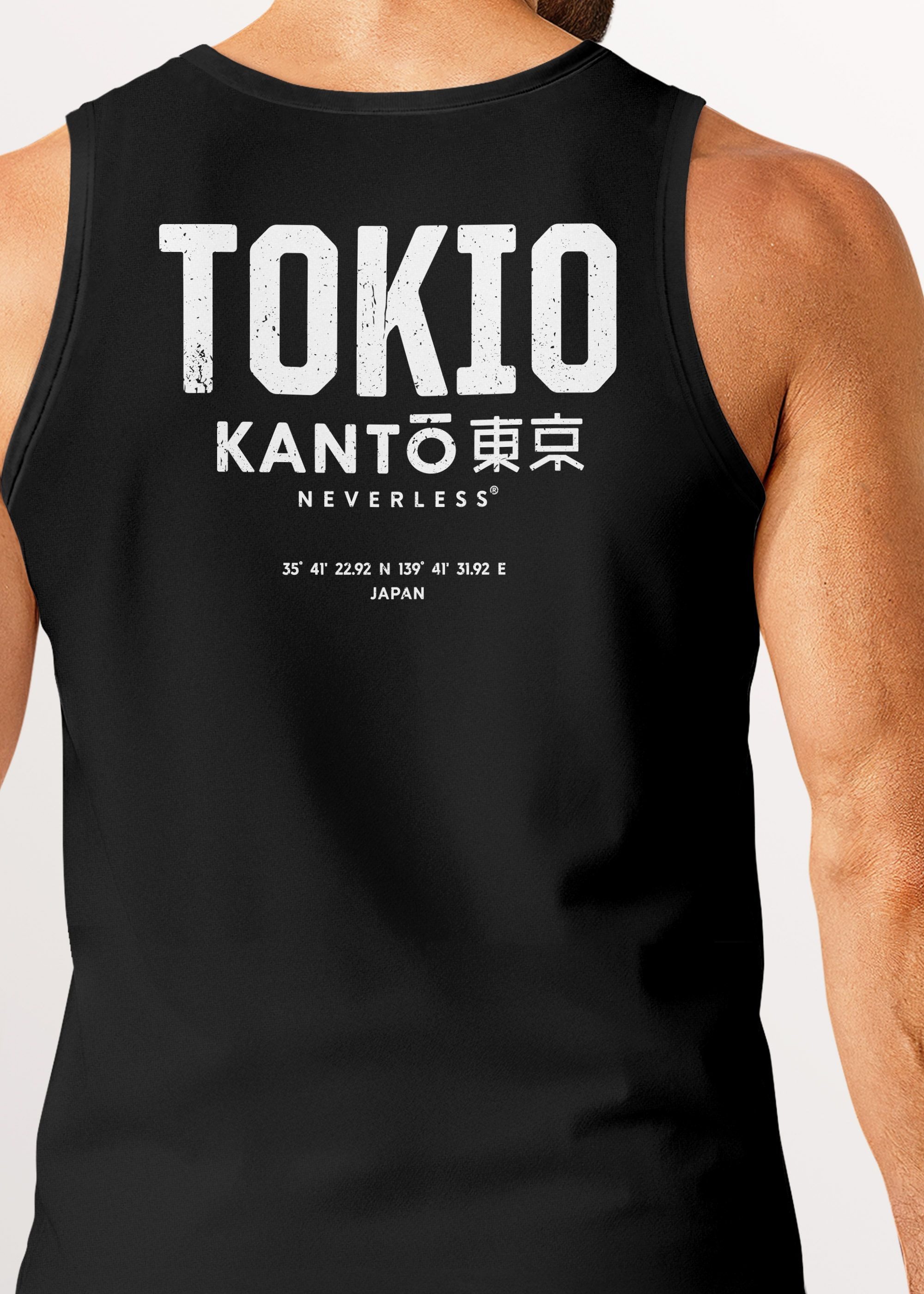 Neverless Tanktop Herren Tanktop Backprint Tokio – Muskelshirt mit Japan Design – mit Print