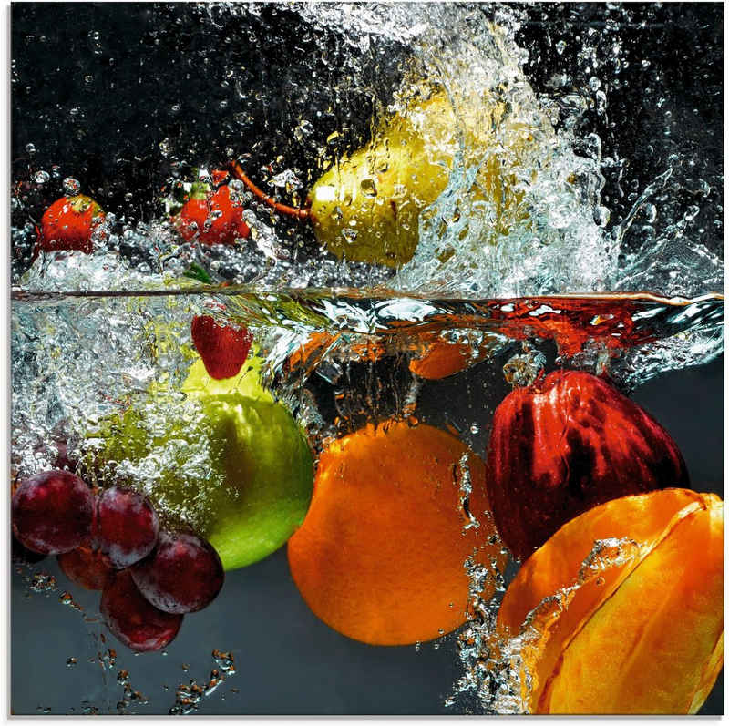 Artland Glasbild Spritzendes Obst auf dem Wasser, Lebensmittel (1 St), in verschiedenen Größen
