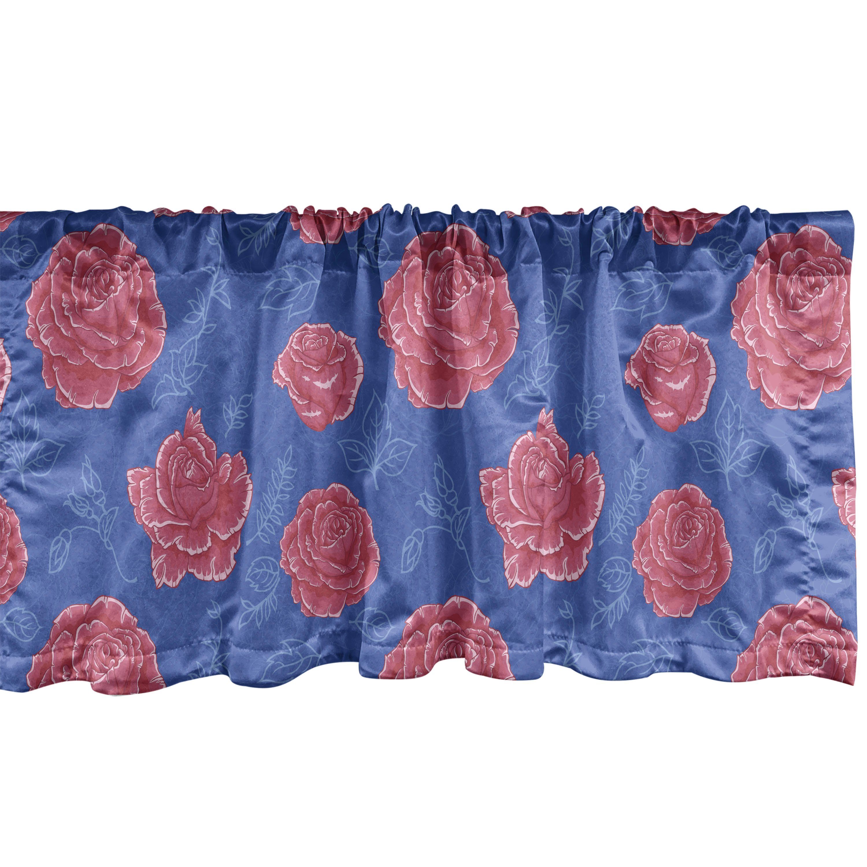 Scheibengardine Vorhang Volant für Küche Schlafzimmer Dekor mit Stangentasche, Abakuhaus, Microfaser, Rose Blütenblätter und Gliederung Branchen