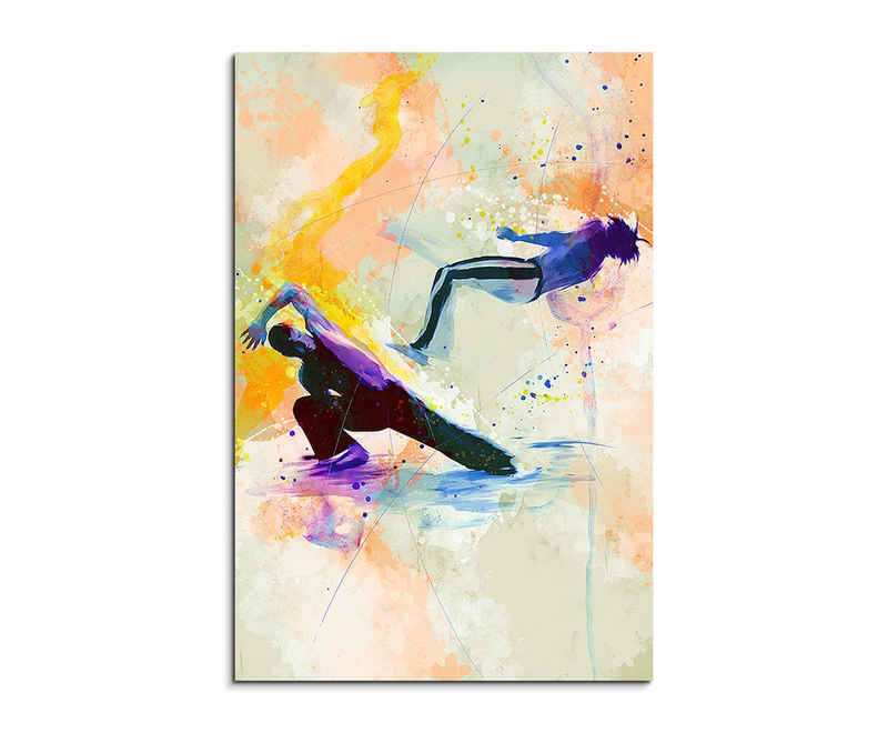 Sinus Art Leinwandbild Capoeira I 90x60cm Aquarell Art Leinwandbild