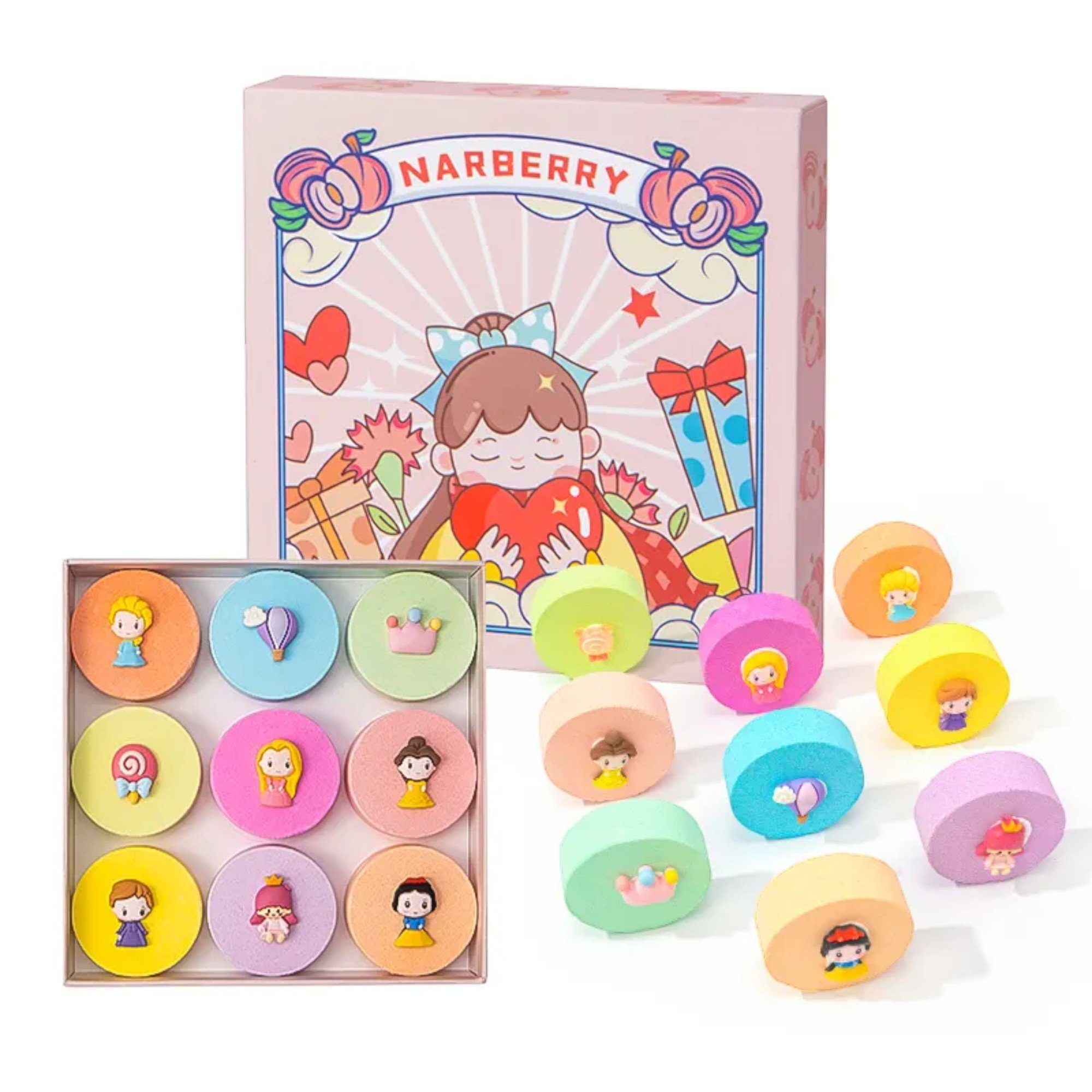 ROY Badekugel Bio Badebombe für Kinder mit Überraschung Natürliche Badepralinen, Sprudelbäder 9er Geschenk Set für Mädchen mehr