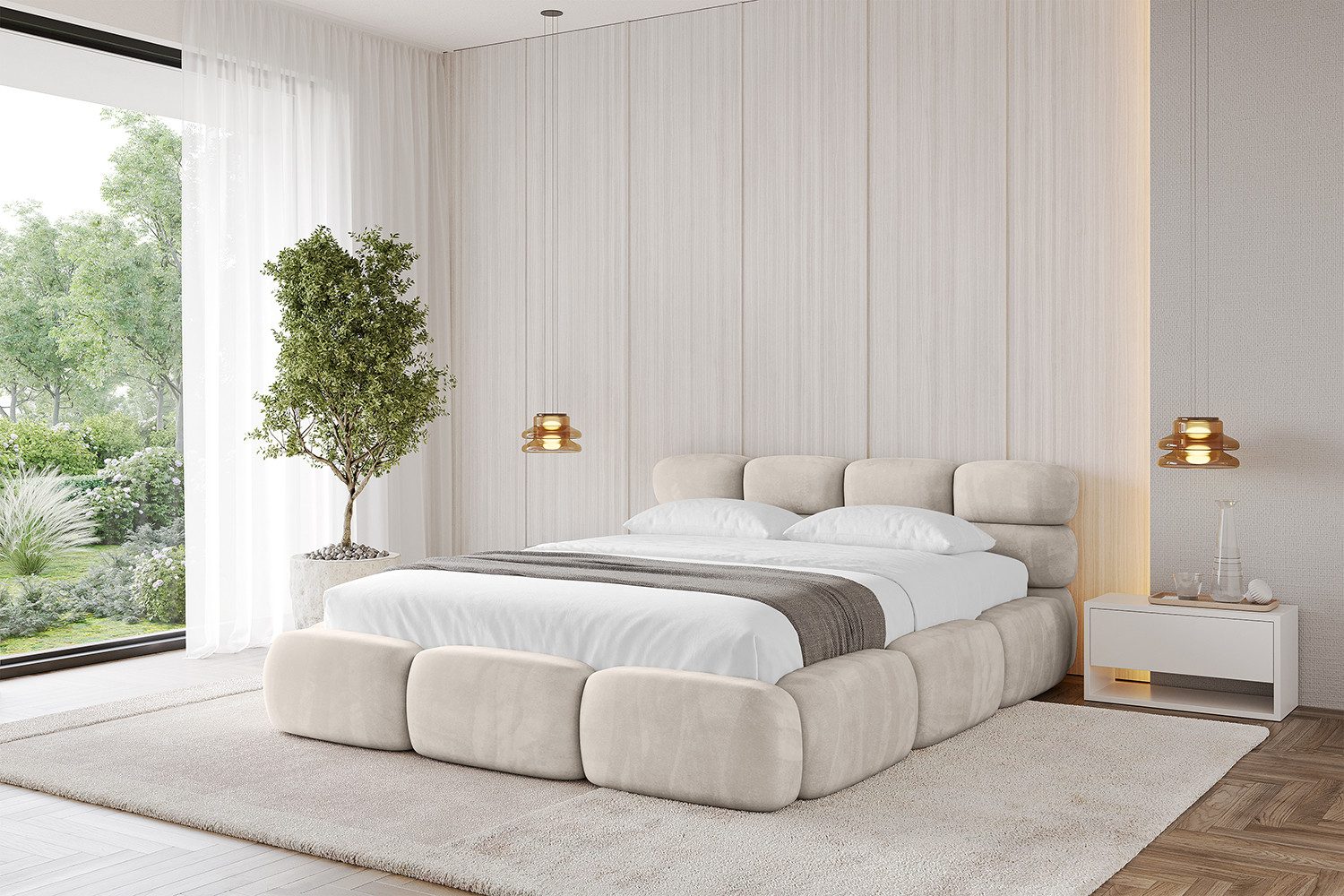 ALTDECOR Polsterbett NOMA-v1 (Polsterbett mit Bettkasten und Lattenrost, Boxbett ohne Matratze), Doppelbett mit Stauraum, Bett mit Kopfteil