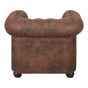 Küchen-Preisbombe Sessel Chesterfield 1 Sitzer Mikrofaser Vintage braun