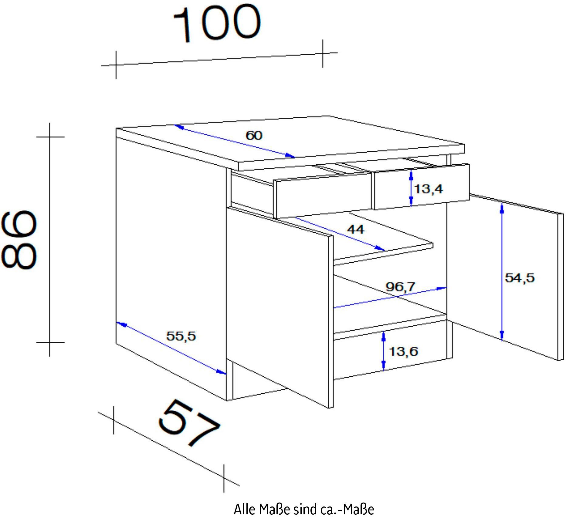 Flex-Well Unterschrank 60 (B 100 Stauraum x viel x H Florenz T) für x x cm, 86