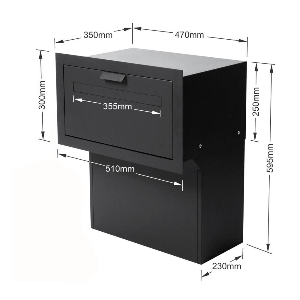 Letterbox24 Briefkasten MILA Durchwurfpaketbriefkasten für Zaun und Mauer in RAL 7016