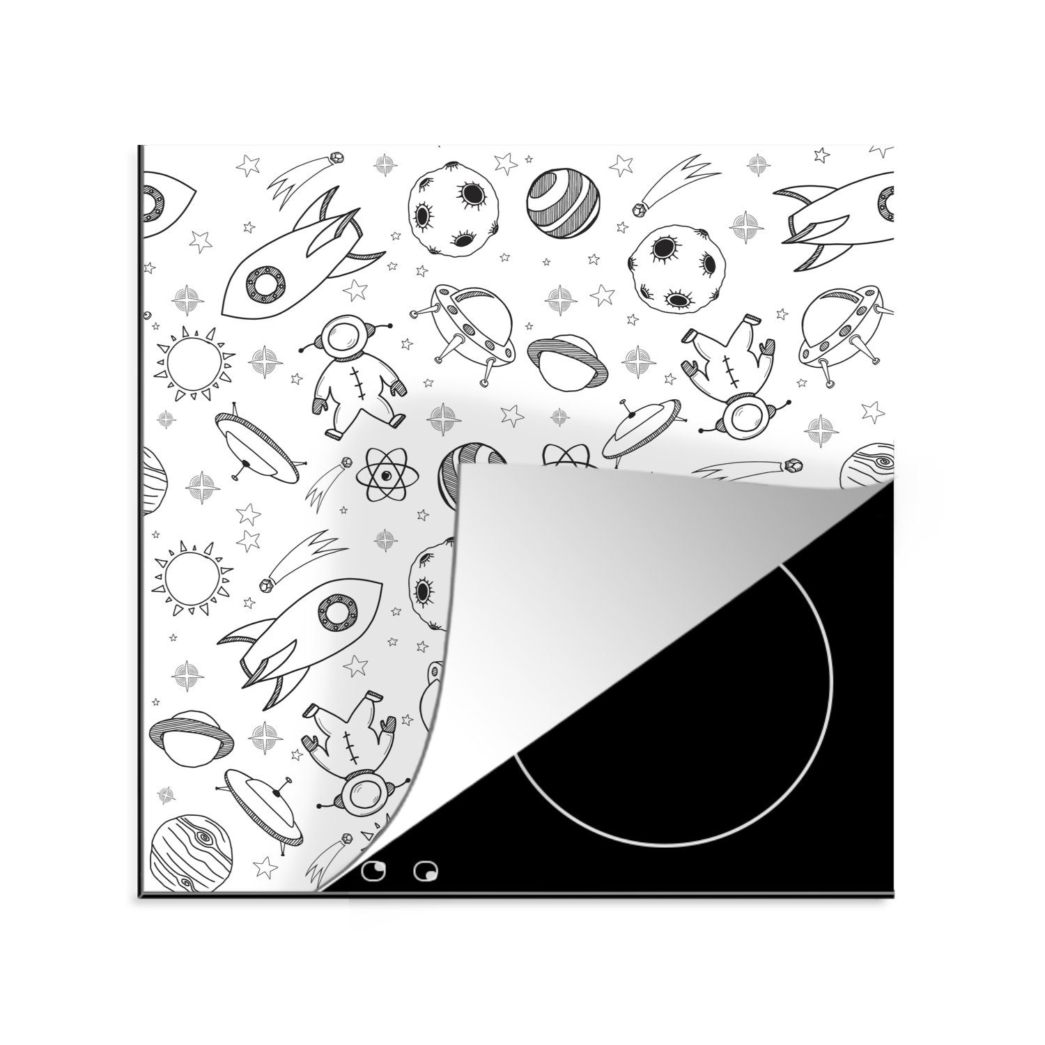 MuchoWow Herdblende-/Abdeckplatte Weltraum - Muster - Planeten, Vinyl, (1 tlg), 78x78 cm, Ceranfeldabdeckung, Arbeitsplatte für küche
