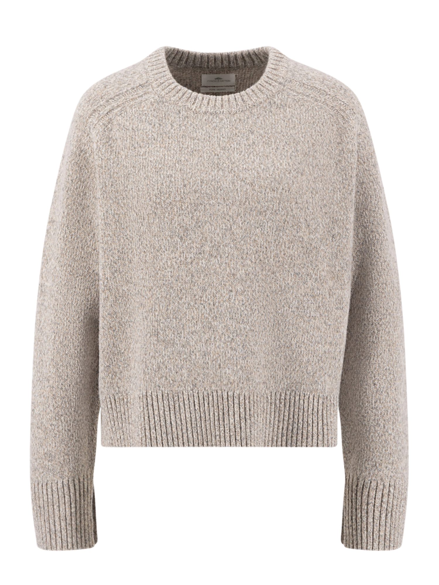 FYNCH-HATTON Strickpullover natur,Casual,Wolle,Unifarben,Rundhals,Raglanärmel,Relaxed Fit