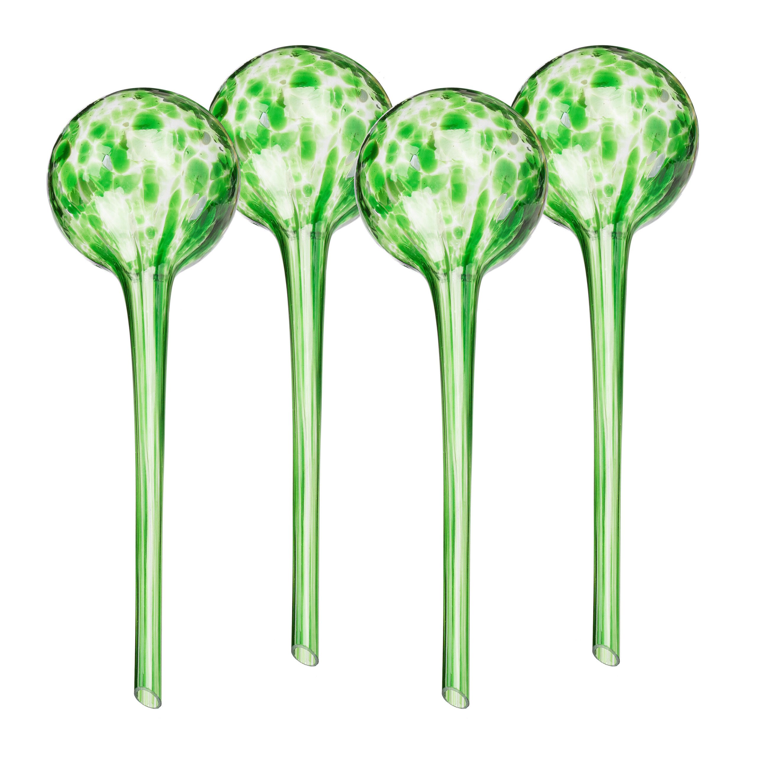 relaxdays Bewässerungskugel Glas 4er Set, grün