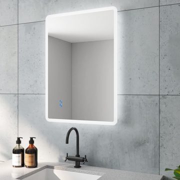 AQUABATOS LED-Lichtspiegel Badezimmerspiegel Badspiegel Led Spiegel mit Beleuchtung, 80x60cm Anti-beschlag Kaltweiß 6400K Touch IP44 Energiesparend