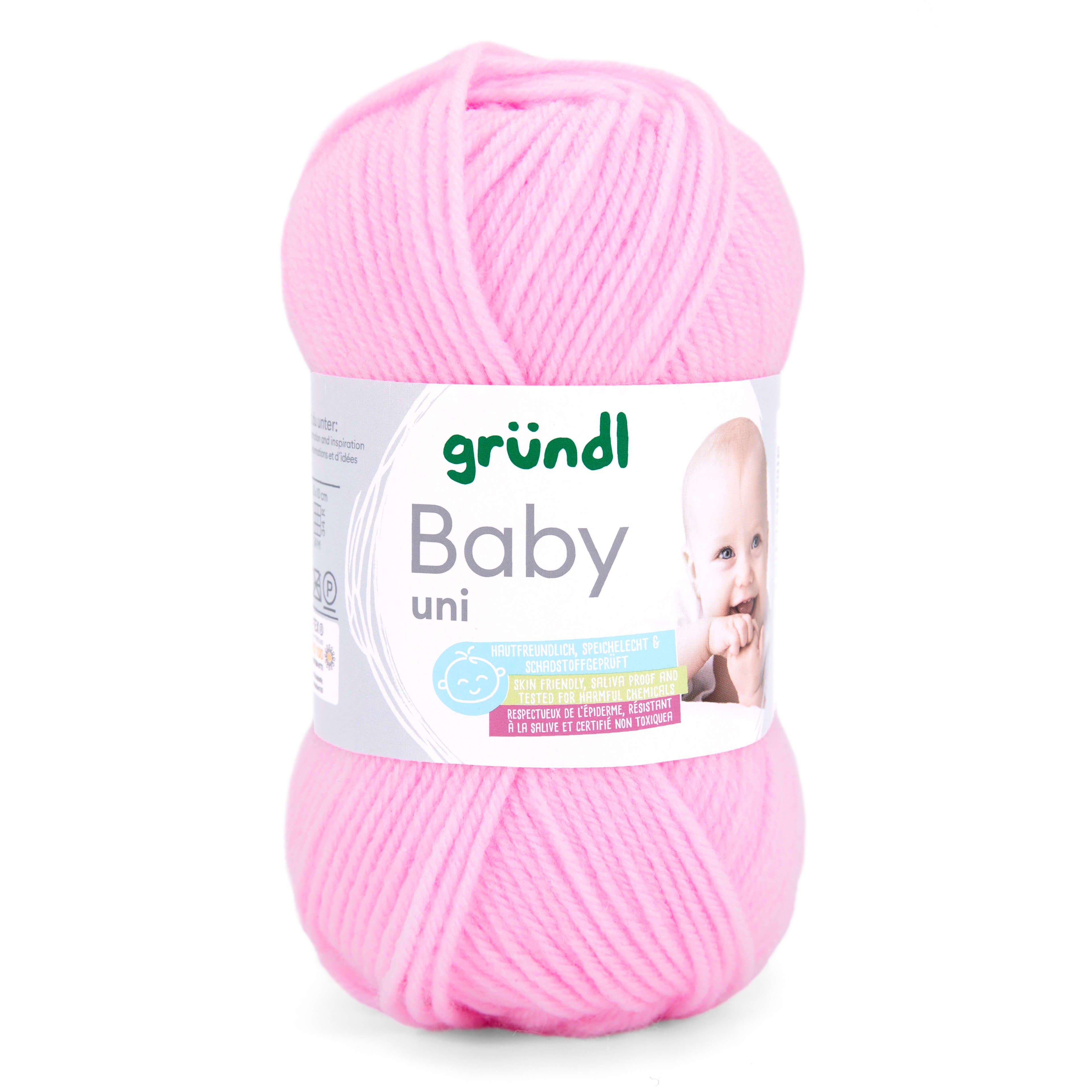 Gründl Wolle Baby uni 50g Babywolle zum Stricken und Häkeln Häkelwolle, 150,00 m (Strickgarn, Handstrickgarn, Strickwolle, hautfreundlich, spreichelecht), weich und pflegeleicht