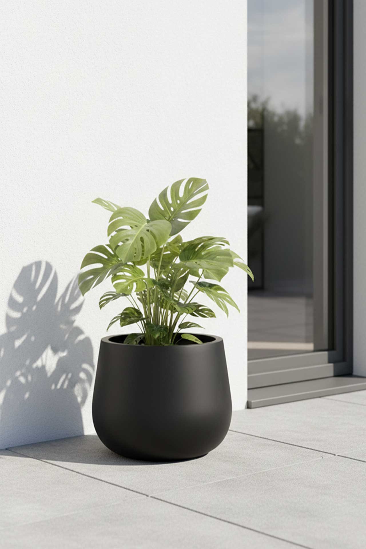 VIVANNO Blumentopf Fiberglas GIRAR Rund - Anthrazit Matt (1 St), 49x37 cm günstig online kaufen