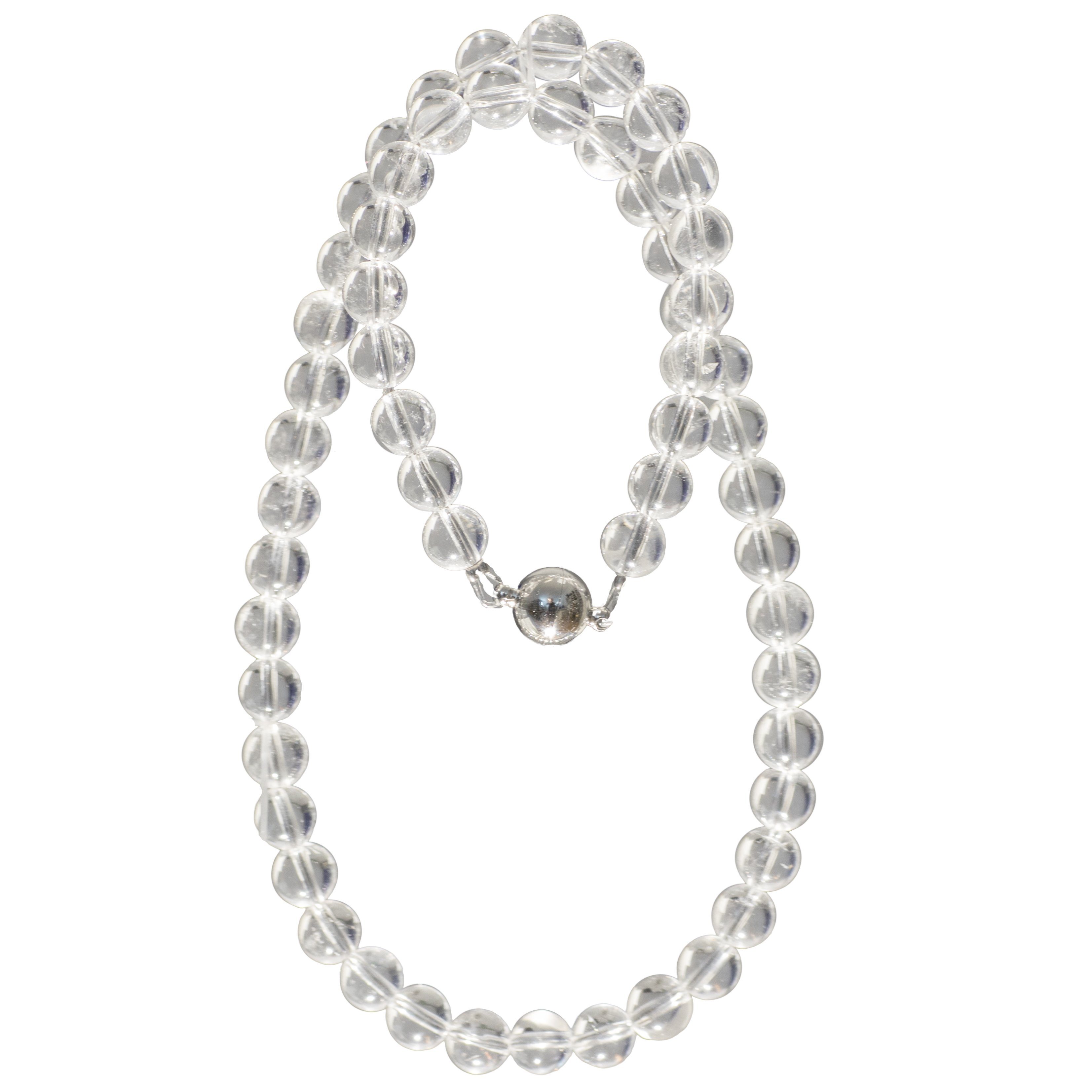 Bella Carina Perlenkette Kette mit Bergkristall Perlen 8 mm Magnetverschluss, mit Bergkristall