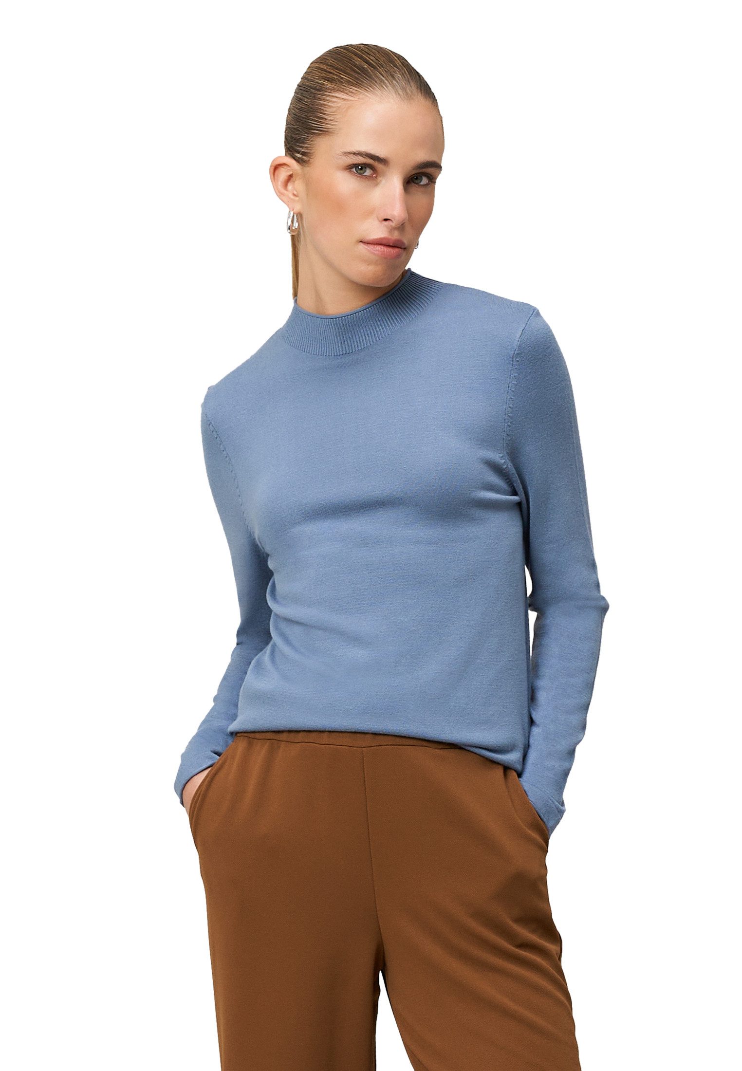 Zero Strickpullover Damen mit hohem Kragen (1-tlg) Plain/ohne Details