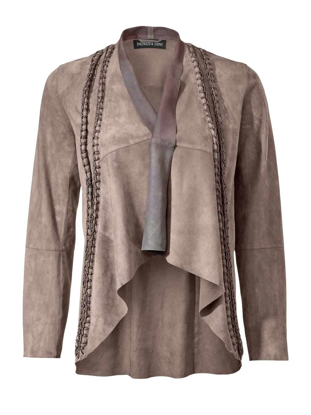 heine Steppjacke PATRIZIA DINI Damen Designer-Ziegenvelourslederjacke, taupe