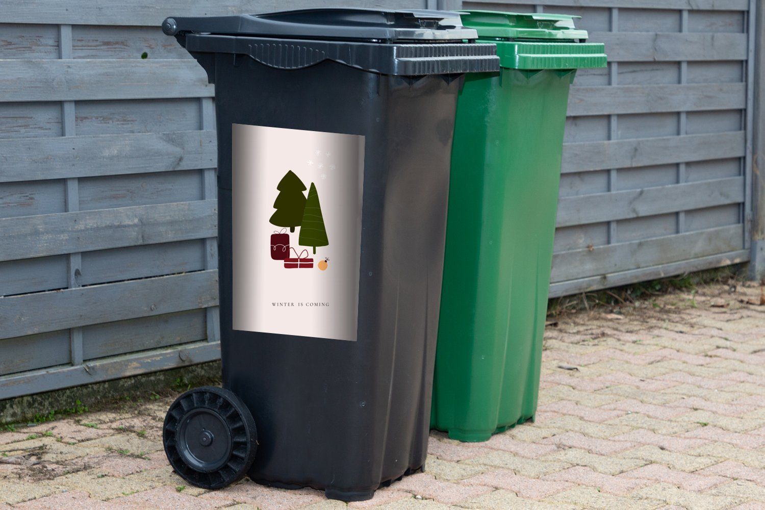 Mülleimer-aufkleber, Mülltonne, Abfalbehälter (1 - Sticker, Weihnachtsbäume Zitate Wandsticker - Container, St), Geschenke MuchoWow