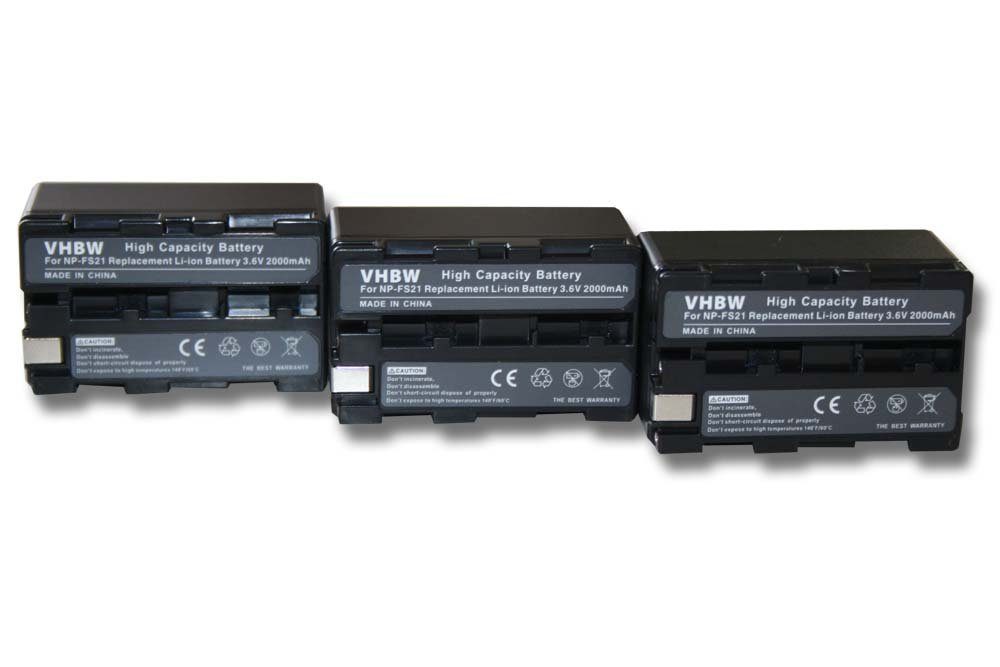 vhbw Ersatz NP-FM11, NP-F11, 2000 Kamera-Akku NP-FS10, NP-FS21, für Sony NP-F10, NP-FM10, mAh