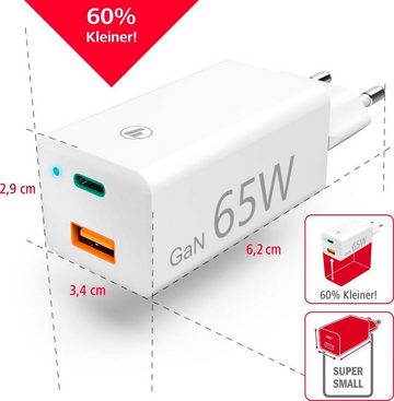 Hama Laptop USB-C Ladegerät (Universal-Netzteil, GaN, Power Delivery, 65W) Notebook-Netzteil