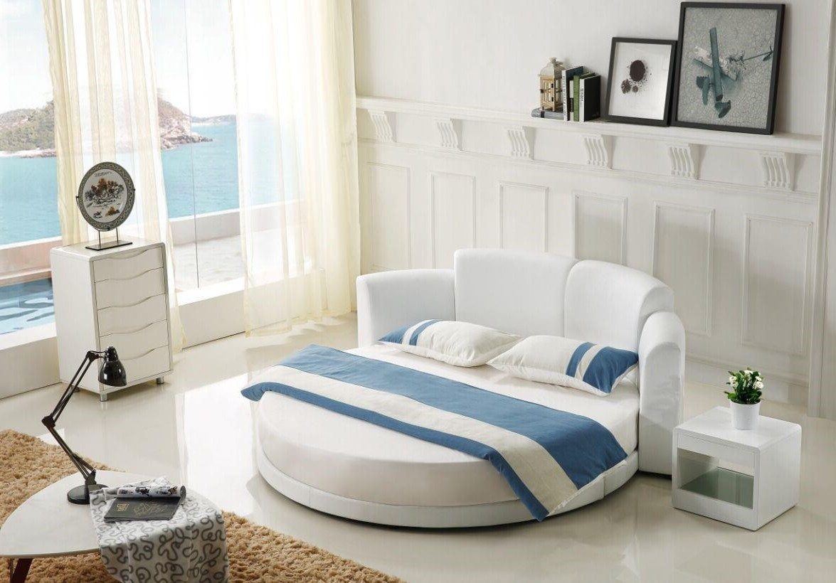 Xlmoebel Rundbett Designer Bett 200x200 Ehebett Doppelbett mit LED Beleuchtung (Ehebett, 1-tlg., Rundbett 200x200), Made in Europa