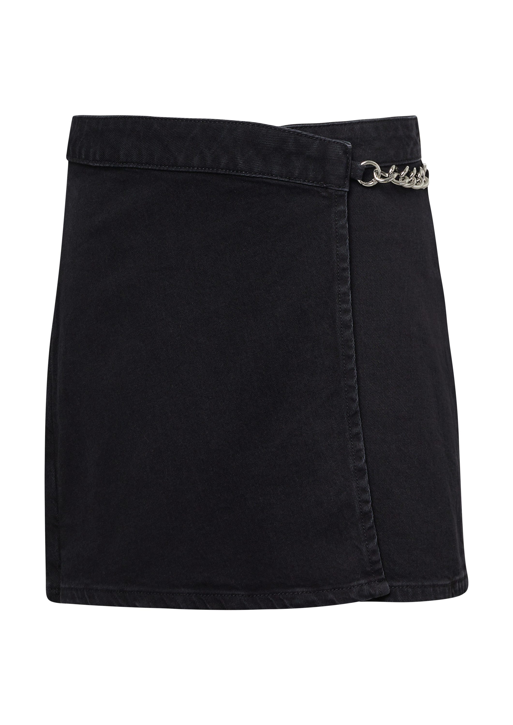 QS Jeansshorts Jeans-Hose Denim-Skort mit Ketten-Detail günstig online kaufen