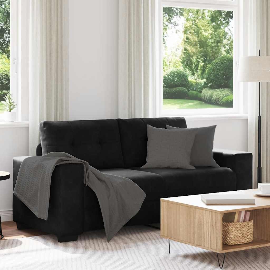 vidaXL Sofa Zweisitzer-Sofa Schwarz 180x77x82 cm Samt, 1 Teile