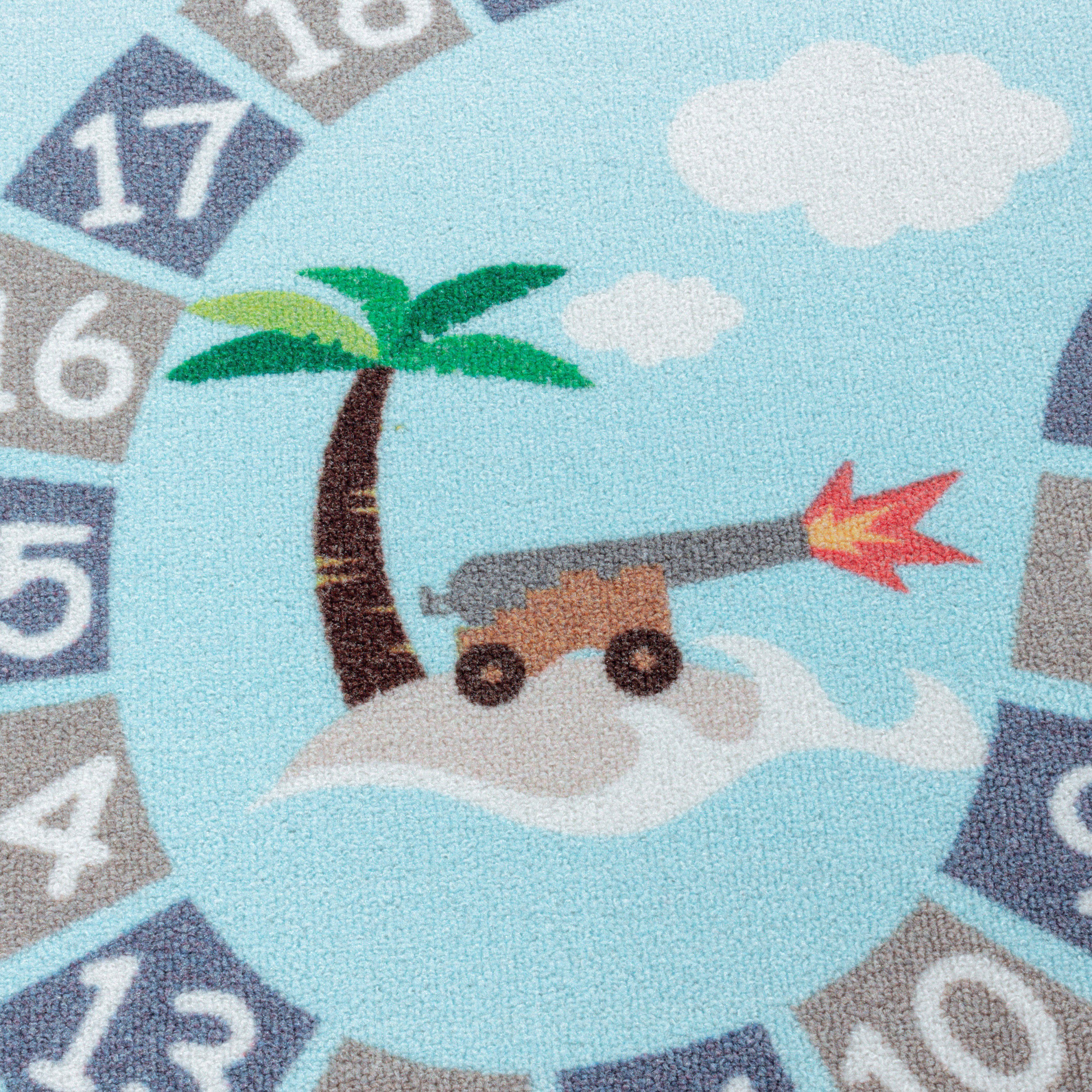 Ayyildiz Teppiche Kinderteppich PLAY 2908, rechteckig, Höhe: 6 mm, robuster Kurzflor,Pirat, Zahlen Spiele Teppich,Kinderzimmer