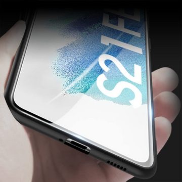 MSM Handyhülle Hülle für Samsung Galaxy S21 FE 5G Schwarz Matt Silikon Schutz Handyhülle Tasche